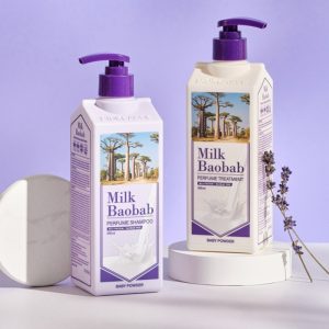 Shampoo Baby Powder – Milk Baobab | Shampoo con aroma a talco de bebé, limpieza nutritiva y suavidad