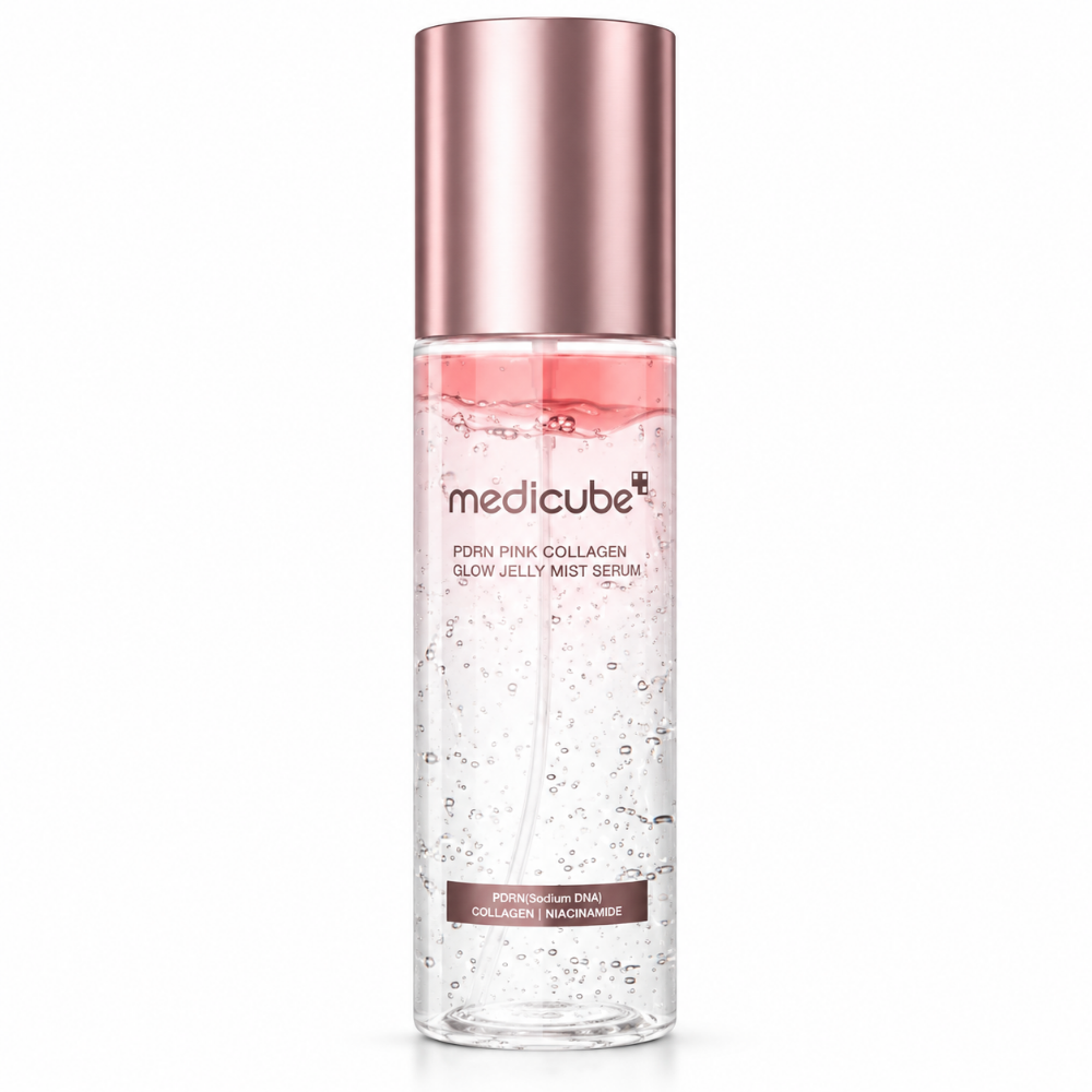PDRN Pink Collagen Glow Jelly Mist Serum – Medicube | Bruma sérum hidratante, reafirmante e iluminadora